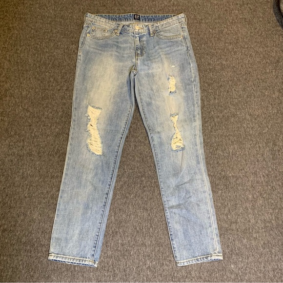 GAP Denim - Woman Gap Light Washed Sexy Boyfriend Distressed Jeans 27R